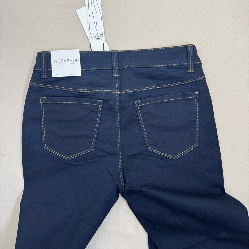 WORKSHOP Republic Womens Size 4 Darkwash Skinny Jeans Ankle Stretch Modern - Picture 7 of 9